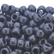Pony Beads Plastic Barrel 6x8mm - Opaque Black - 100pk