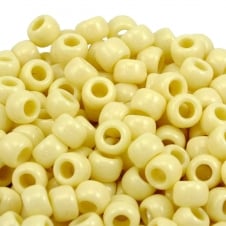 Pony Beads Plastic Barrel 6x8mm - Opaque Cream - 100pk