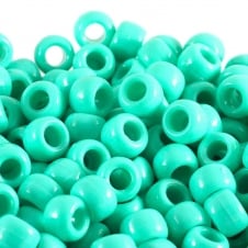 Pony Beads Plastic Barrel 6x8mm - Opaque Green Turquoise - 100pk