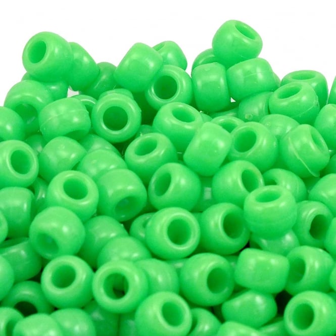 Pony Beads Plastic Barrel 6x8mm - Opaque Light Green - 100pk