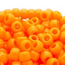 Pony Beads Plastic Barrel 6x8mm - Opaque Orange - 100pk