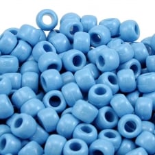Pony Beads Plastic Barrel 6x8mm - Opaque Pale Blue - 100pk