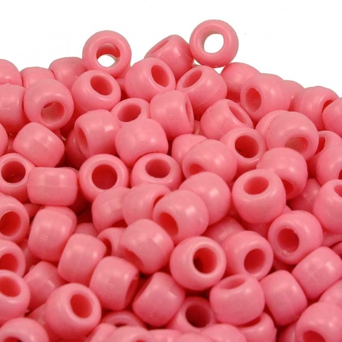 Pony Beads Plastic Barrel 6x8mm - Opaque Pale Pink - 100pk