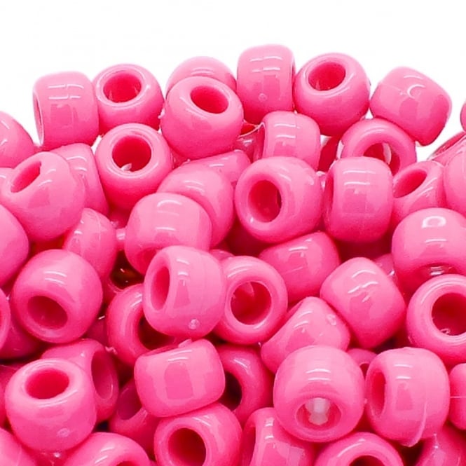 Pony Beads Plastic Barrel 6x8mm - Opaque Pink - 100pk