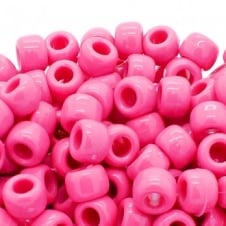 Pony Beads Plastic Barrel 6x8mm - Opaque Pink - 100pk