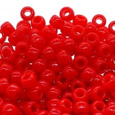 Pony Beads Plastic Barrel 6x8mm - Opaque Red - 100pk