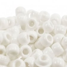 Pony Beads Plastic Barrel 6x8mm - Opaque White - 100pk