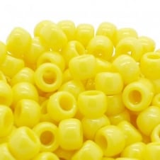 Pony Beads Plastic Barrel 6x8mm - Opaque Yellow - 100pk