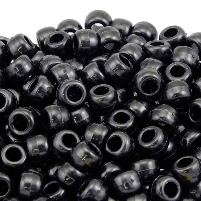 Pony Beads Plastic Barrel 6x8mm - Pearl Black - 100pk