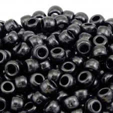 Pony Beads Plastic Barrel 6x8mm - Pearl Black - 100pk