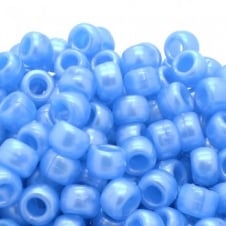 Pony Beads Plastic Barrel 6x8mm - Pearl Blue - 100pk