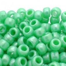 Pony Beads Plastic Barrel 6x8mm - Pearl Green - 100pk
