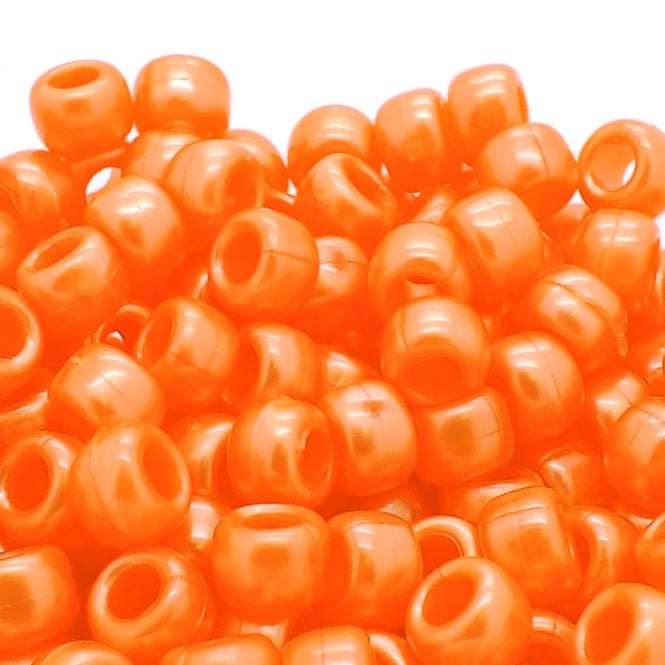 Pony Beads Plastic Barrel 6x8mm - Pearl Orange - 100pk