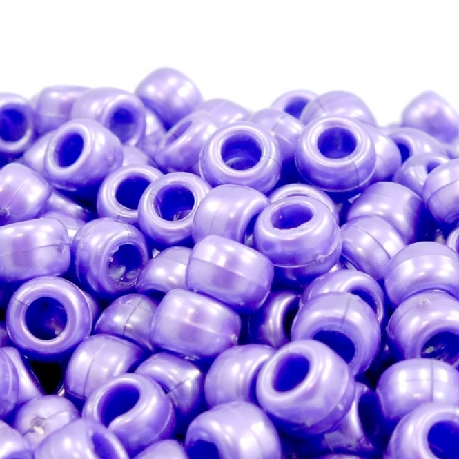Pony Beads Plastic Barrel 6x8mm - Pearl Purple - 100pk