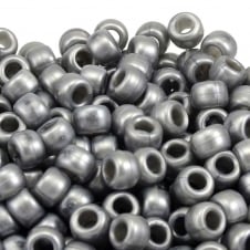 Pony Beads Plastic Barrel 6x8mm - Pearl Silver - 100pk