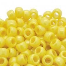 Pony Beads Plastic Barrel 6x8mm - Pearl Yellow - 100pk