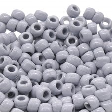 Pony Beads Plastic Barrel 6x8mm - Silver/Grey - 100pk