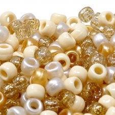 Pony Beads Plastic Barrel 6x8mm - Toffee Popcorn Mix - 100pcs