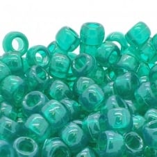 Pony Beads Plastic Barrel 6x8mm - Transparent Green - 100pk