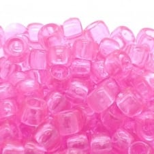 Pony Beads Plastic Barrel 6x8mm - Transparent Pink - 100pk