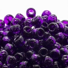 Pony Beads Plastic Barrel 6x8mm - Transparent Purple - 100pk
