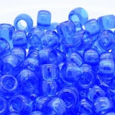 Pony Beads Plastic Barrel 6x8mm - Transparent Royal Blue - 100pk