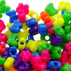 Pony Beads Plastic Butterfly 13x10mm - Neon Mix - 50pcs