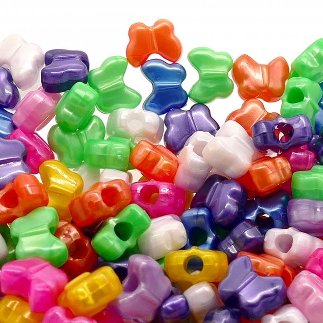 Pony Beads Plastic Butterfly 13x10mm - Pearl Mix - 50pcs