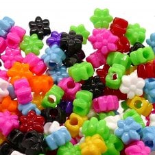 Pony Beads Plastic Flower 12mm - Opaque Mix - 50pcs