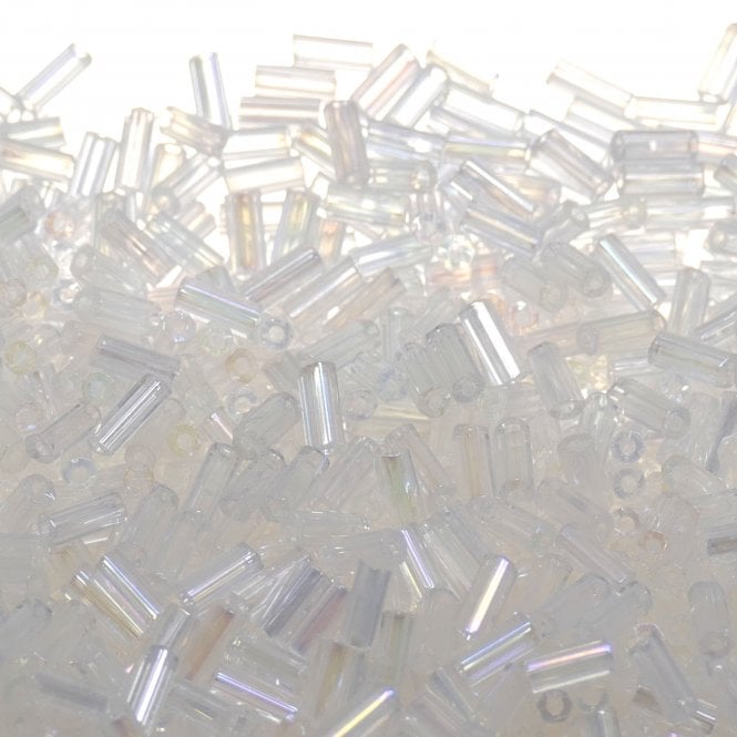 Preciosa Bugle Size 2 Seed Beads - Crystal AB - 20g