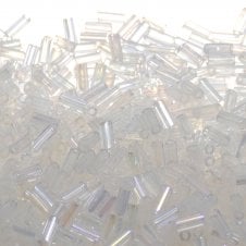 Preciosa Bugle Size 2 Seed Beads - Crystal AB - 20g