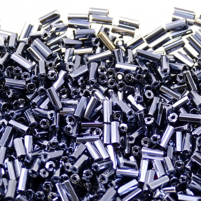 Preciosa Bugle Size 2 Seed Beads - Gun Metal/Hematite - 20g