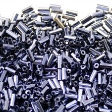 Preciosa Bugle Size 2 Seed Beads - Gun Metal/Hematite - 20g