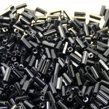 Preciosa Bugle Size 2 Seed Beads - Opaque Black - 20g