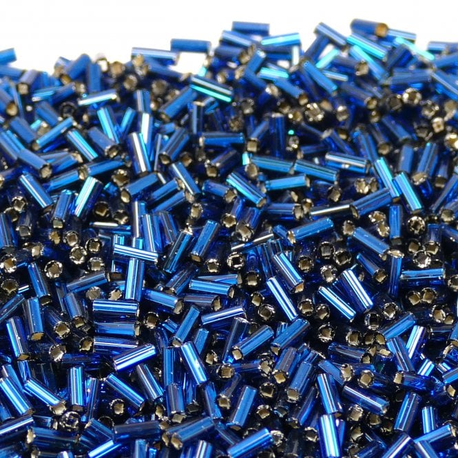 Preciosa Bugle Size 2 Seed Beads - Silver Lined Capri Blue - 20g