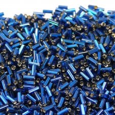 Preciosa Bugle Size 2 Seed Beads - Silver Lined Capri Blue - 20g