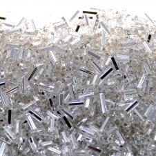 Preciosa Bugle Size 2 Seed Beads - Silver Lined Crystal - 20g