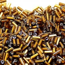 Preciosa Bugle Size 2 Seed Beads - Silver Lined Light Brown - 20g