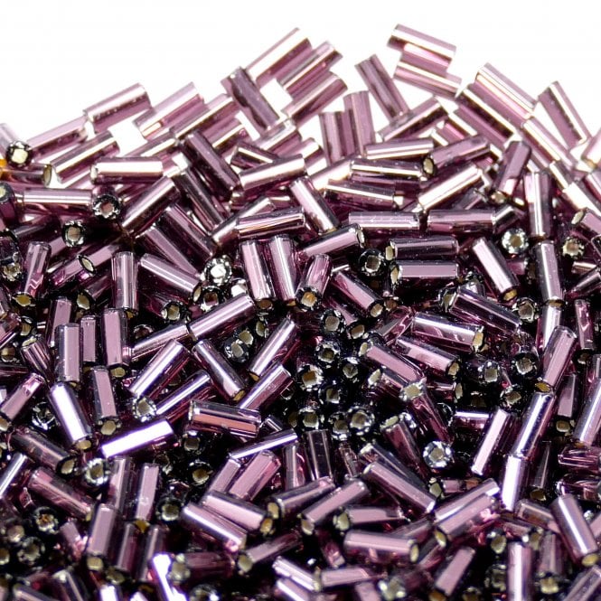 Preciosa Bugle Size 2 Seed Beads - Silver Lined Purple - 20g
