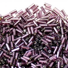 Preciosa Bugle Size 2 Seed Beads - Silver Lined Purple - 20g