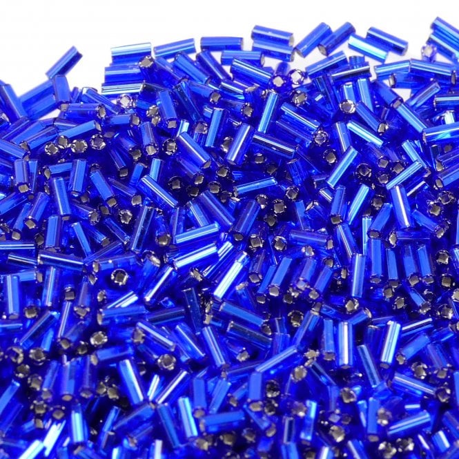Preciosa Bugle Size 2 Seed Beads - Silver Lined Royal Blue - 20g