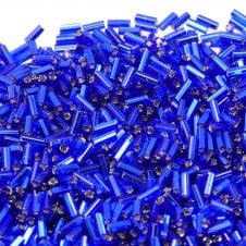 Preciosa Bugle Size 2 Seed Beads - Silver Lined Royal Blue - 20g
