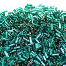 Preciosa Bugle Size 2 Seed Beads - Silver Lined Turquoise - 20g