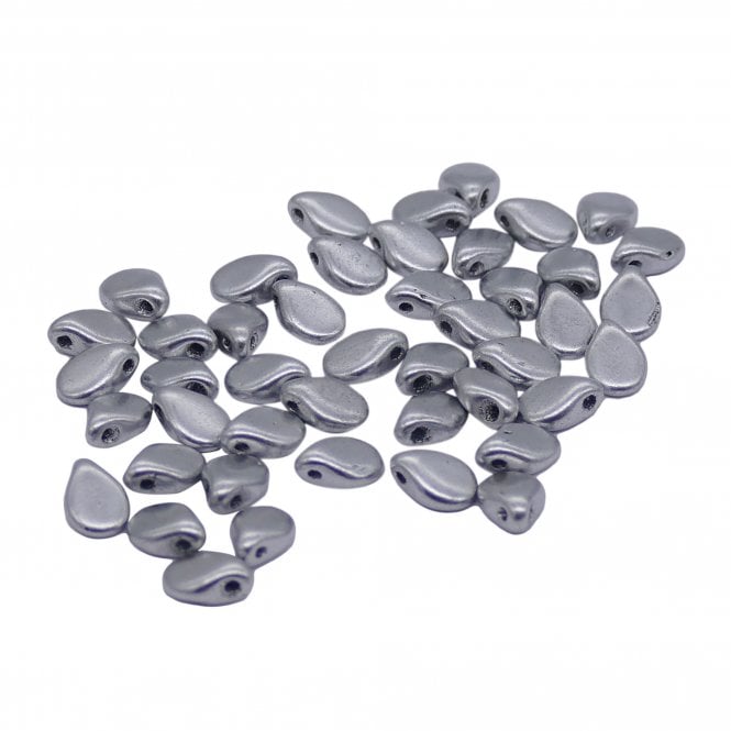  Glass Pip Beads 5x7mm - Crystal Silver Matte Metallic - 5g (35 beads aprx)