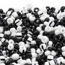 Preciosa Large Seed Beads - Black/White Mix - 20g