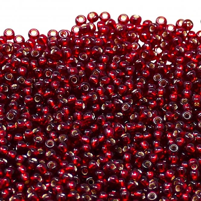  Seed Beads 10/0 - Silver Lined Dark Red - 20g