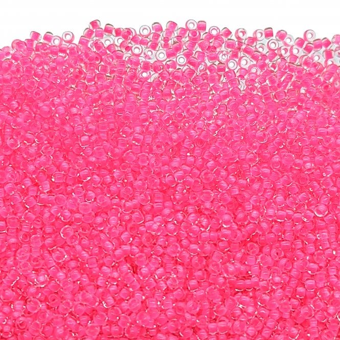  Seed Beads 11/0 - Crystal/Neon Pink Lined - 20g