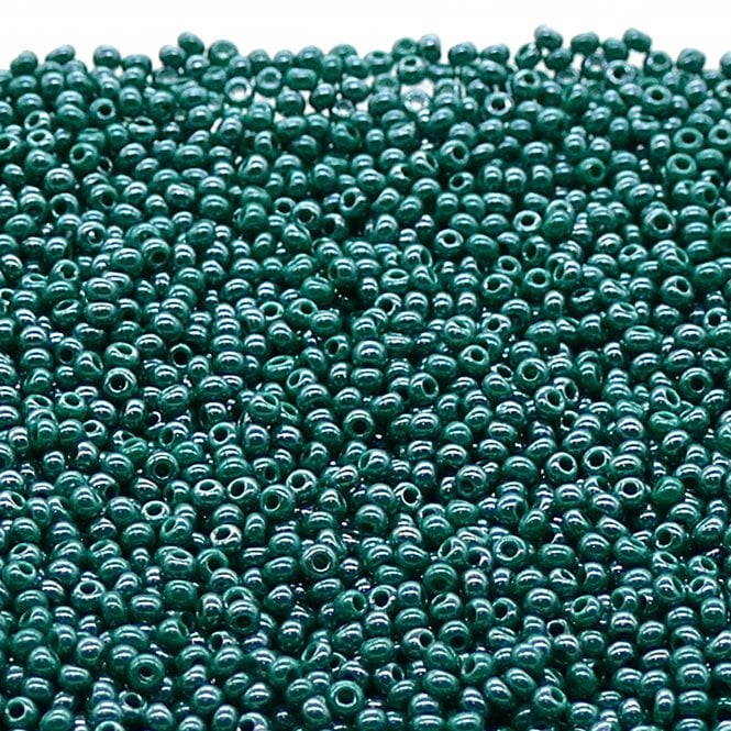  Seed Beads 11/0 - Opaque Dark Green Luster - 20g