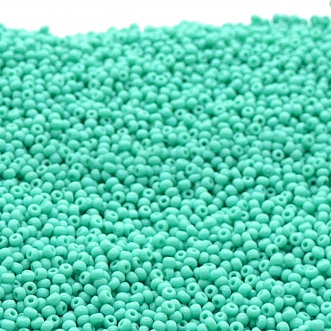  Seed Beads 11/0 - Opaque Green Turquoise - 20g