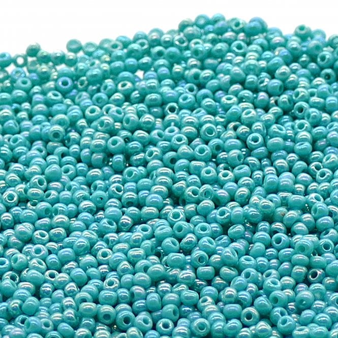  Seed Beads 11/0 - Opaque Green Turquoise AB - 20g